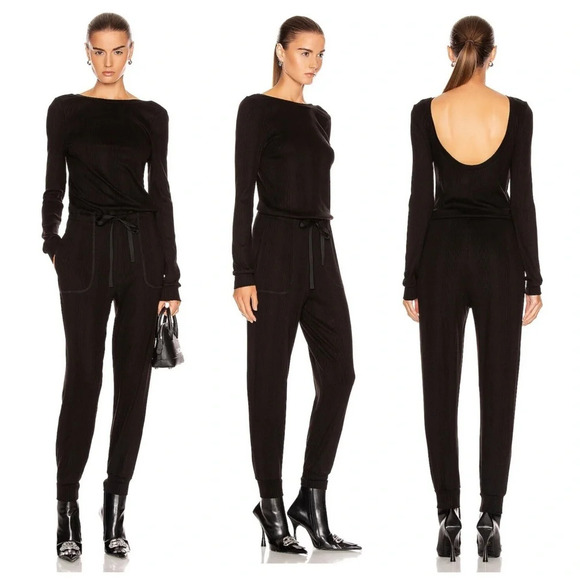 Revolve THE RANGE Division Rib Scoop Back Black Jumpsuit size small - Picture 1 of 11